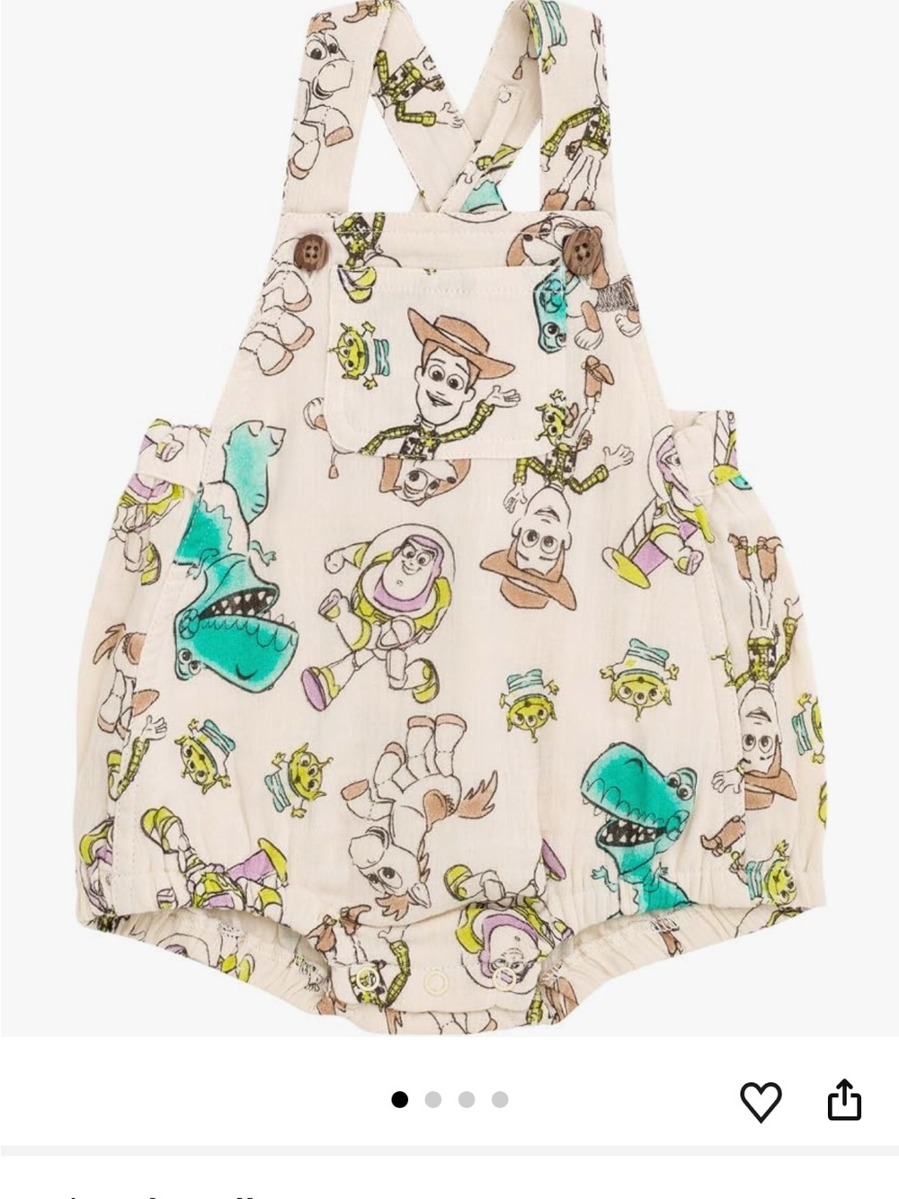 Disney Cream Toy Story Printed Overalls Romper